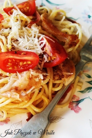 Spaghetti z pancettą i pomidorami - Ballarini